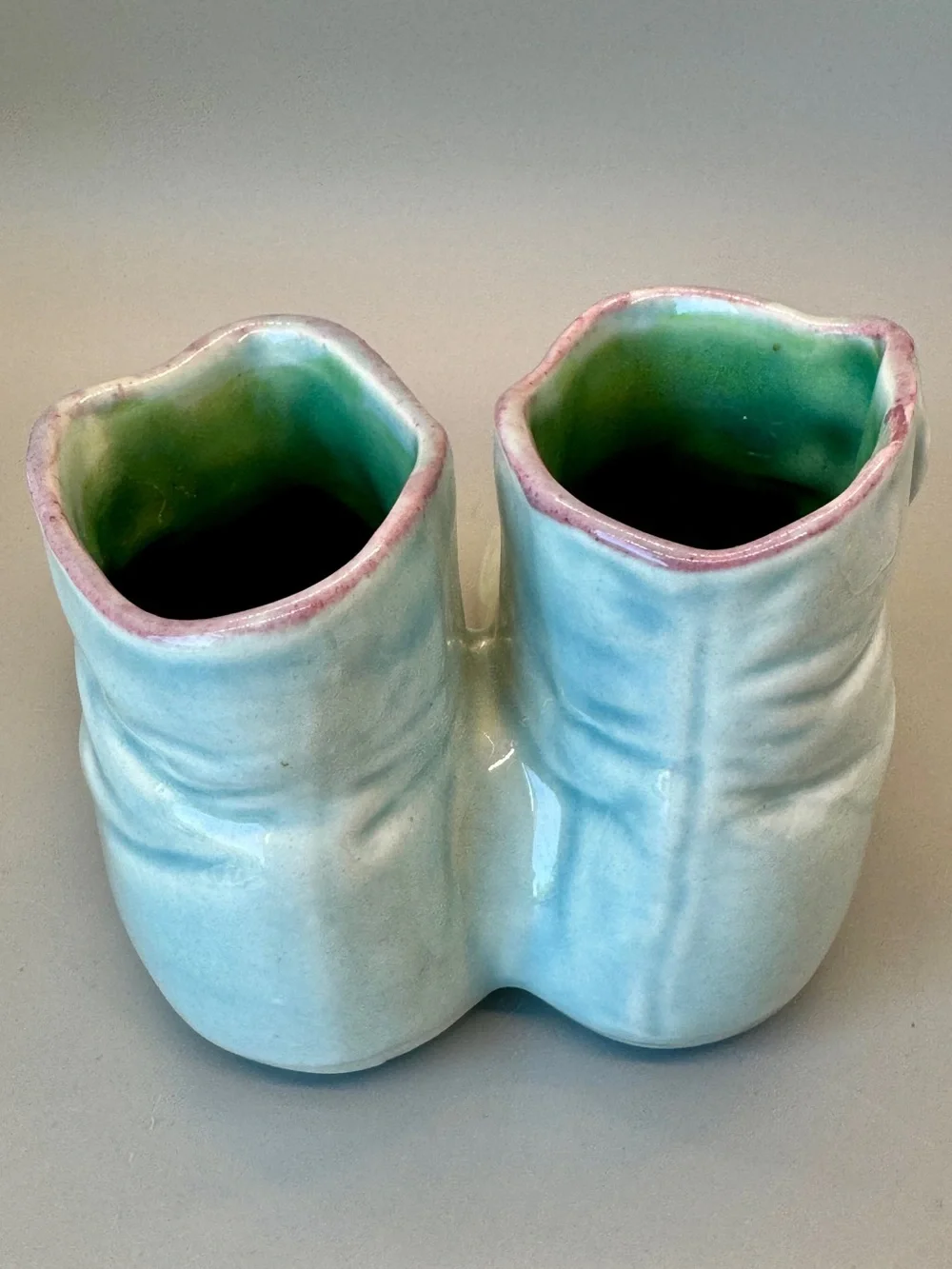 Vintage Ceramic Baby Shoe Planters - Pastel Blue Pair and Pink Single, ca. 1950